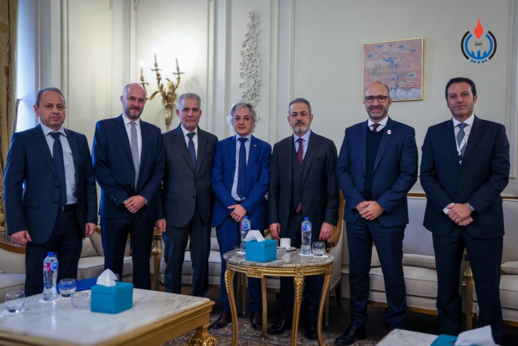 NOC Chairman Ben Gadara, Third from right, with executives of foreign oil companies in Tripoli during the Libya Energy Week. 4 December 2024.