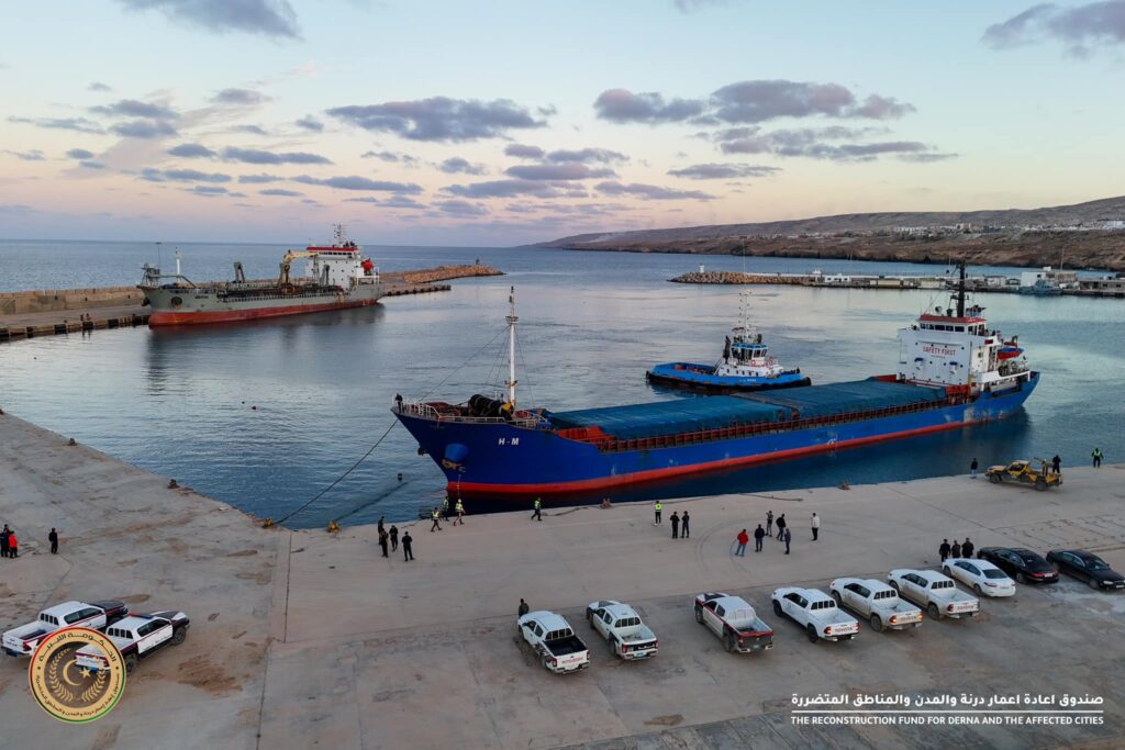 First commercial ship, H-M, arrives in Derna since the September 2023 catastrophe, 13 December 2024. (RFDAA photo)