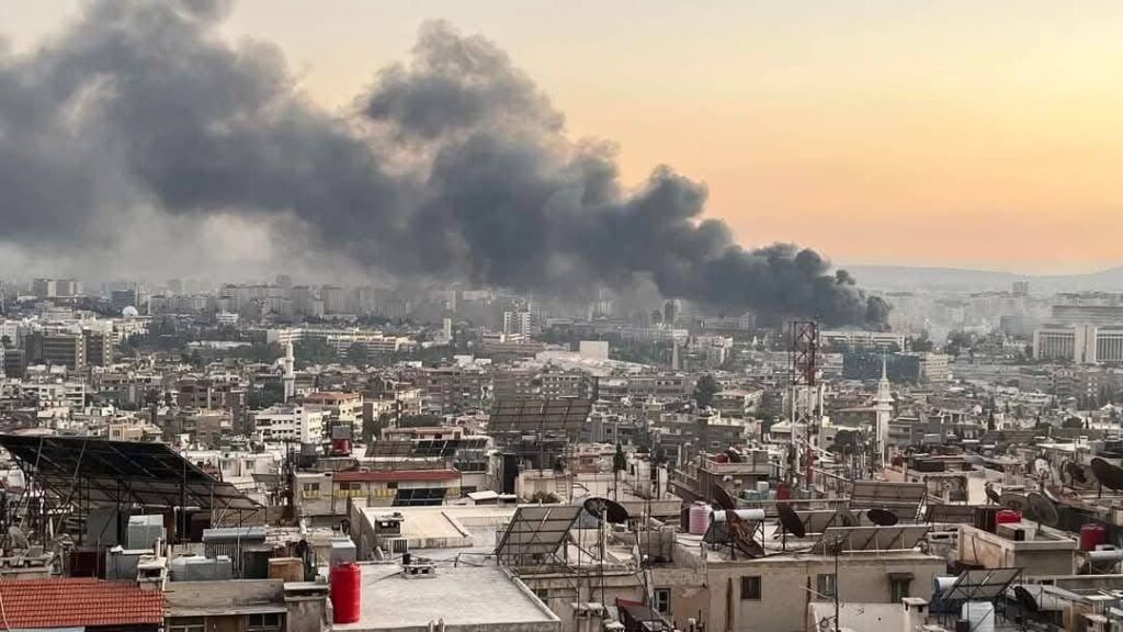 The Syrian capital Damascus is being attacked by Israeli warplanes a day after Assad regime was toppled, Monday 9 December 2024. (Social media photo)