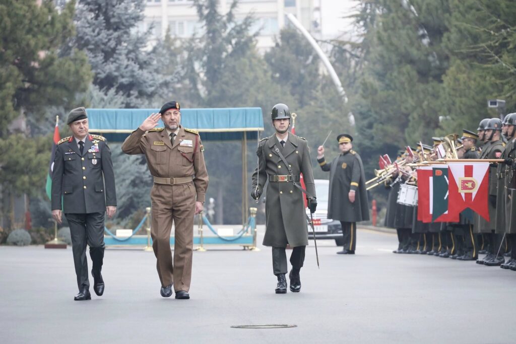 General Mohammed Al-Haddad, Chief of Staff of GNU, during a ceremonial reception by the Turkish Chief of Staff Metin Gurak in Ankara, 23 January 2025. (General Staff photo)