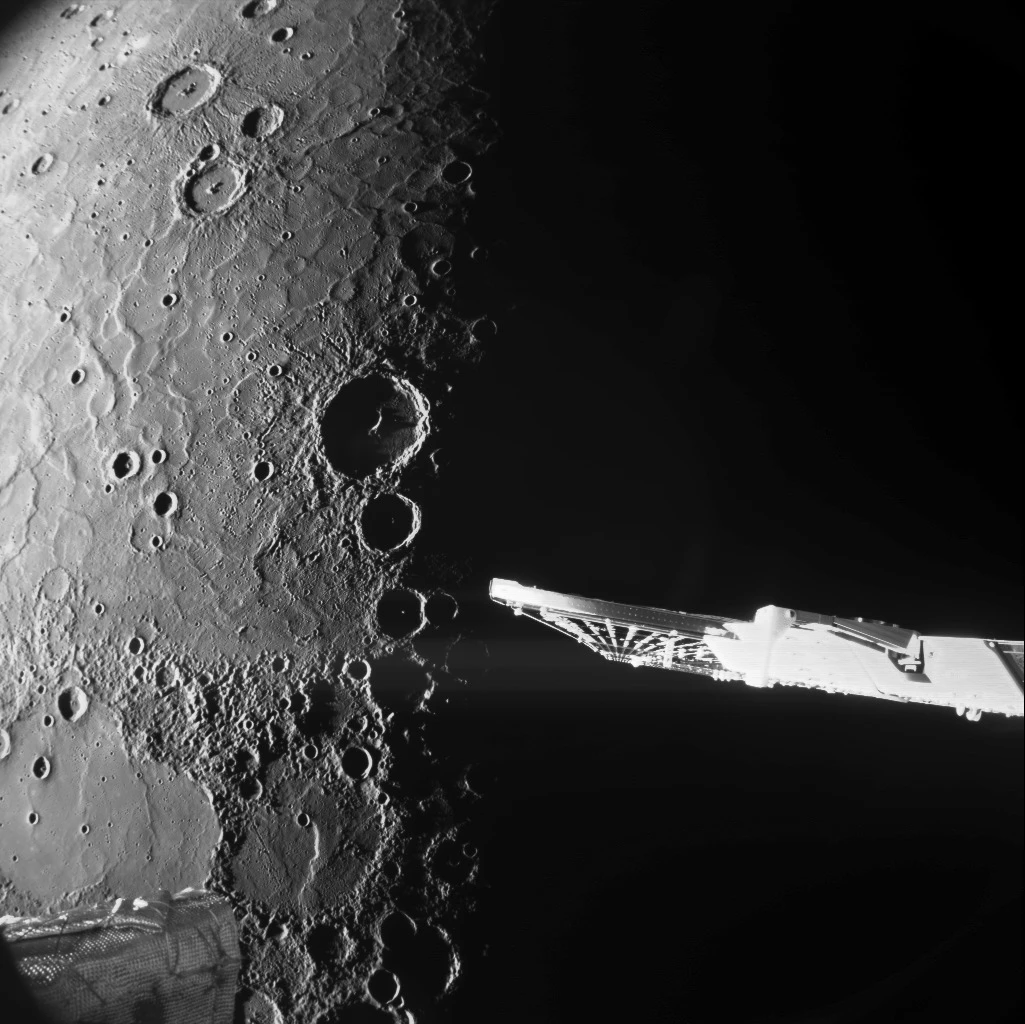 A close-up photo shows Mercury's north pole and its stunning details (European Space Agency photo via AP)